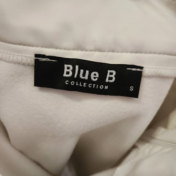 Blue B White Faux Leather Fringe Studded Mini Skirt size small - Picture 3 of 5